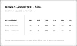 AS COLOUR Classic Tee size chart.
